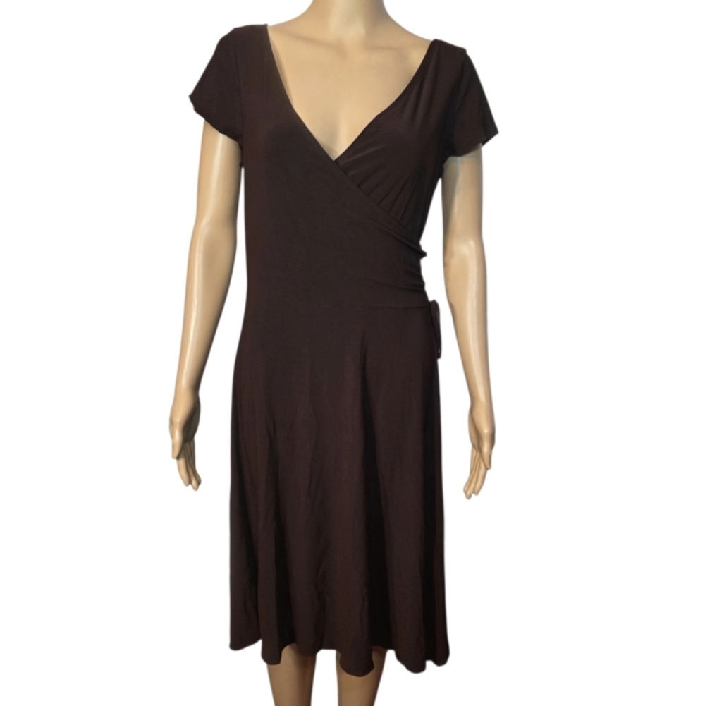 Scarlett Dress Vintage Deep V Neck Back Brown Womens Size 10